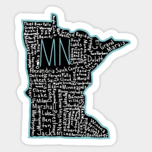 Minnesota State Outline Cities Sticker